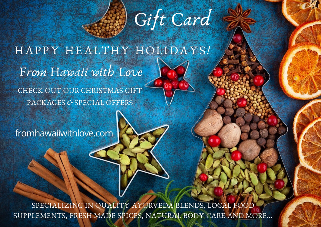 Gift Card: Happy Healthy Holiday From Hawaii with Love